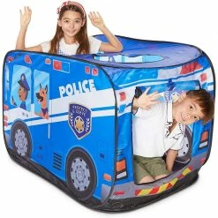 Blue Panda Pop Up Play Tent For Kids, Police Car Playhouse (43 X 28 X 28 Inches)