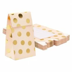 Blue Panda Special Occasions Pink Birthday Party Favor Gift Bags, Gold Foil Polka Dots Boxes (24 Pack)