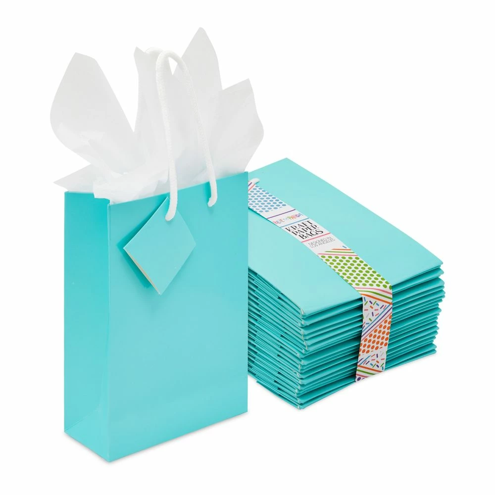 Blue Panda Small Teal Party Favor Gift Bags With Handles, Tissue Paper (5.5 X 7.9 In, 20 Pack) Party Bags And Boxes 3 Blue Panda Small Teal Party Favor Gift Bags With Handles, Tissue Paper (5.5 X 7.9 In, 20 Pack) Party Bags And Boxes