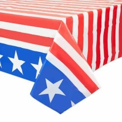 Blue Panda Special Occasions American Flag Plastic Tablecloth For 4th Of July Party (54 X 108 In, 3 Pack)