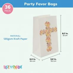 Blue Panda Party Bags And Boxes Religious Party Favor Gift Bags For Baptism, First Communion, Easter (36 Pack)