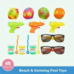 Blue Panda Beach & Swiming Pool Toys For Kids, Water Guns, Bubbles, Sunglasses, Balls (48 Pack)