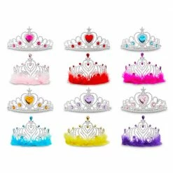 Blue Panda 12 Pack Princess Crowns For Little Girls, Kids Dress Up Tiaras For Birthday Party