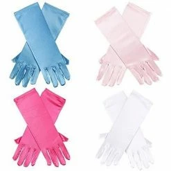 Blue Panda Girl Dress Up Satin Gloves For Princess Costume Or Wedding, Ages 3 To 8 (4 Pairs) Special Occasions