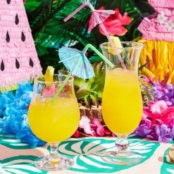 Blue Panda Umbrella Straws For Cocktail Drinks, Tropical Garnish, Aloha Party Supplies (150 Pack) Decorations