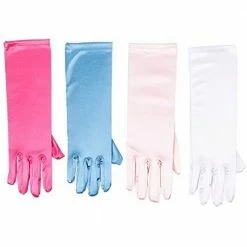 Blue Panda Girl Dress Up Satin Gloves For Princess Costume Or Wedding, Ages 3 To 8 (4 Pairs) Special Occasions