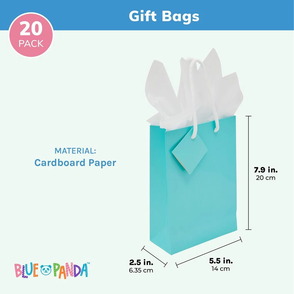 Blue Panda Small Teal Party Favor Gift Bags With Handles, Tissue Paper (5.5 X 7.9 In, 20 Pack) Party Bags And Boxes 5 Blue Panda Small Teal Party Favor Gift Bags With Handles, Tissue Paper (5.5 X 7.9 In, 20 Pack) Party Bags And Boxes