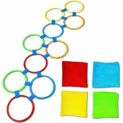 Blue Panda Hopscotch Game For Kids, 10 Rings, 4 Bean Bags, 15 Connectors (29 Pieces)