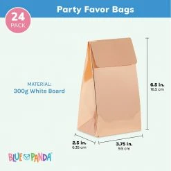 Blue Panda Special Occasions Rose Gold Party Favor Gift Bags, Goodie Boxes With Adhesive Stickers (24 Pack)