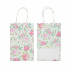 Blue Panda Floral Party Favor Gift Bags With Handles For Wedding, Baby Shower, Birthday (24 Pack) Special Occasions