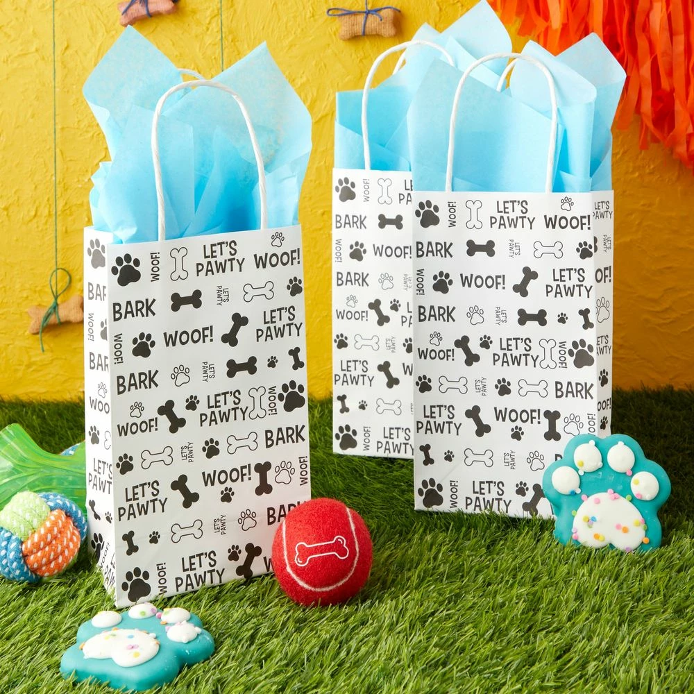 Blue Panda Dog Gift Bags With Handles, Lets Pawty, Woof, Bark (13.2 In, 24 Pack) 4 Blue Panda Dog Gift Bags With Handles, Lets Pawty, Woof, Bark (13.2 In, 24 Pack)