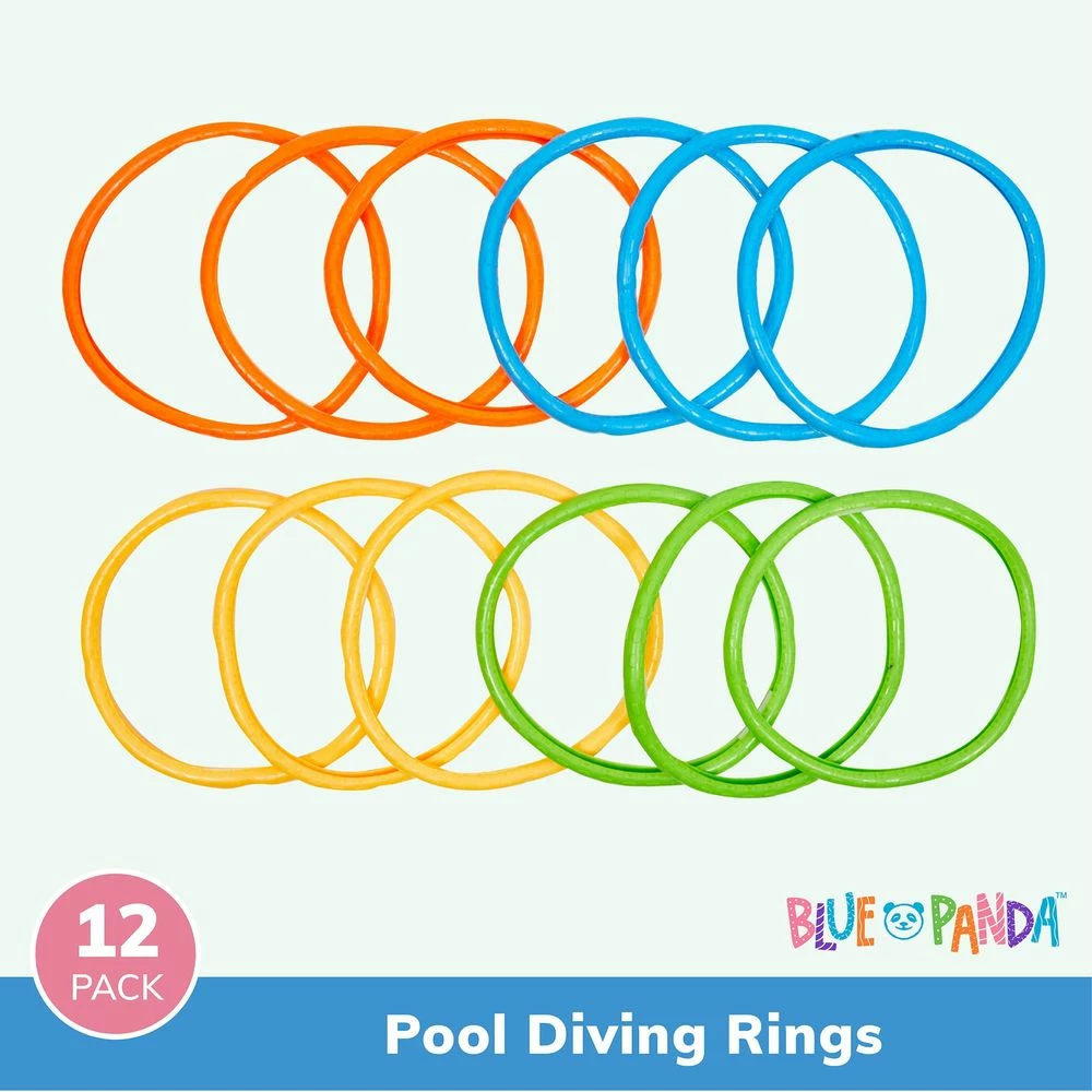Blue Panda 12 Pack Pool Diving Rings For Kids, Multicolored Swimming Pool Toys For Party Game Games 5 Blue Panda 12 Pack Pool Diving Rings For Kids, Multicolored Swimming Pool Toys For Party Game Games